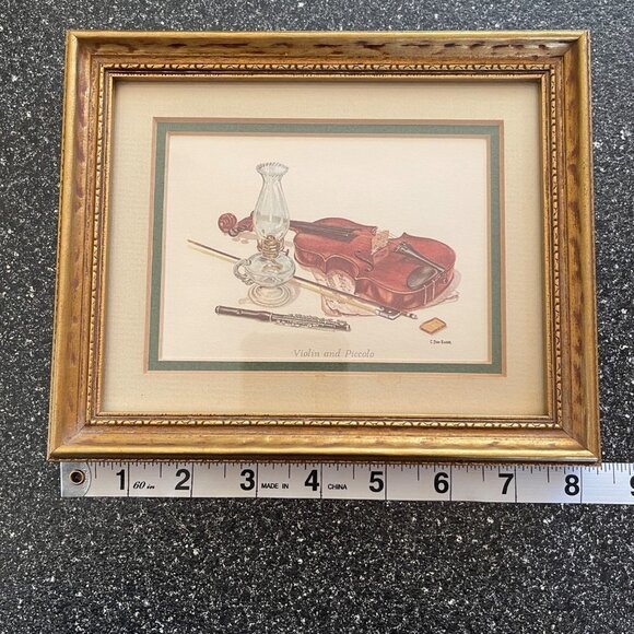 Vintage C. Don Ensor Violin Piccolo Note Card Art Print Framed Double Matt Gold - Picture 5 of 12